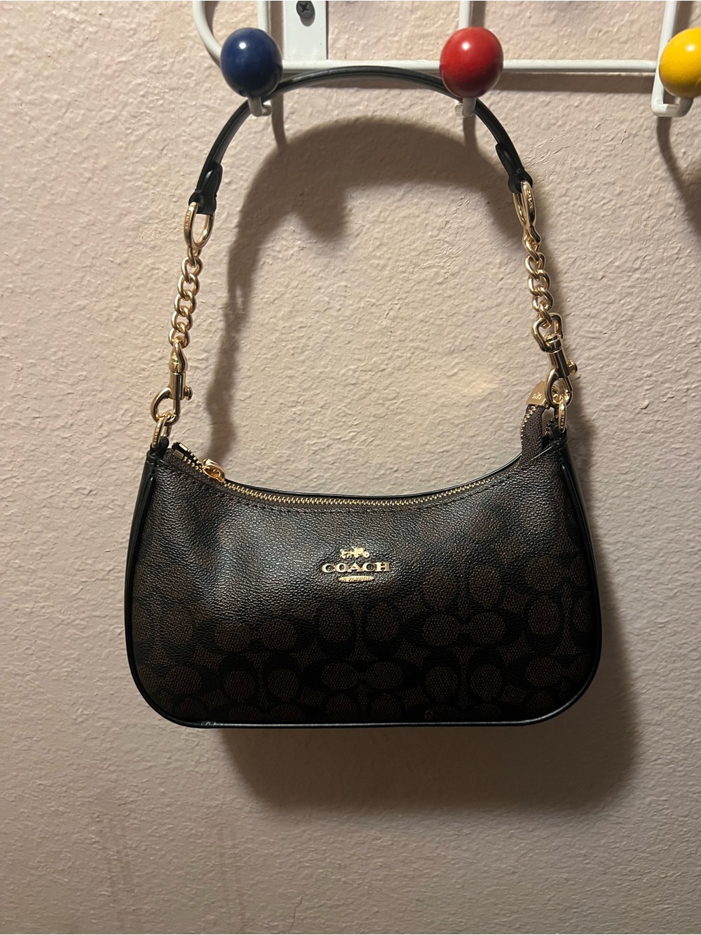 Coach Mini Shoulder Bag in Brown with Gold Hardware